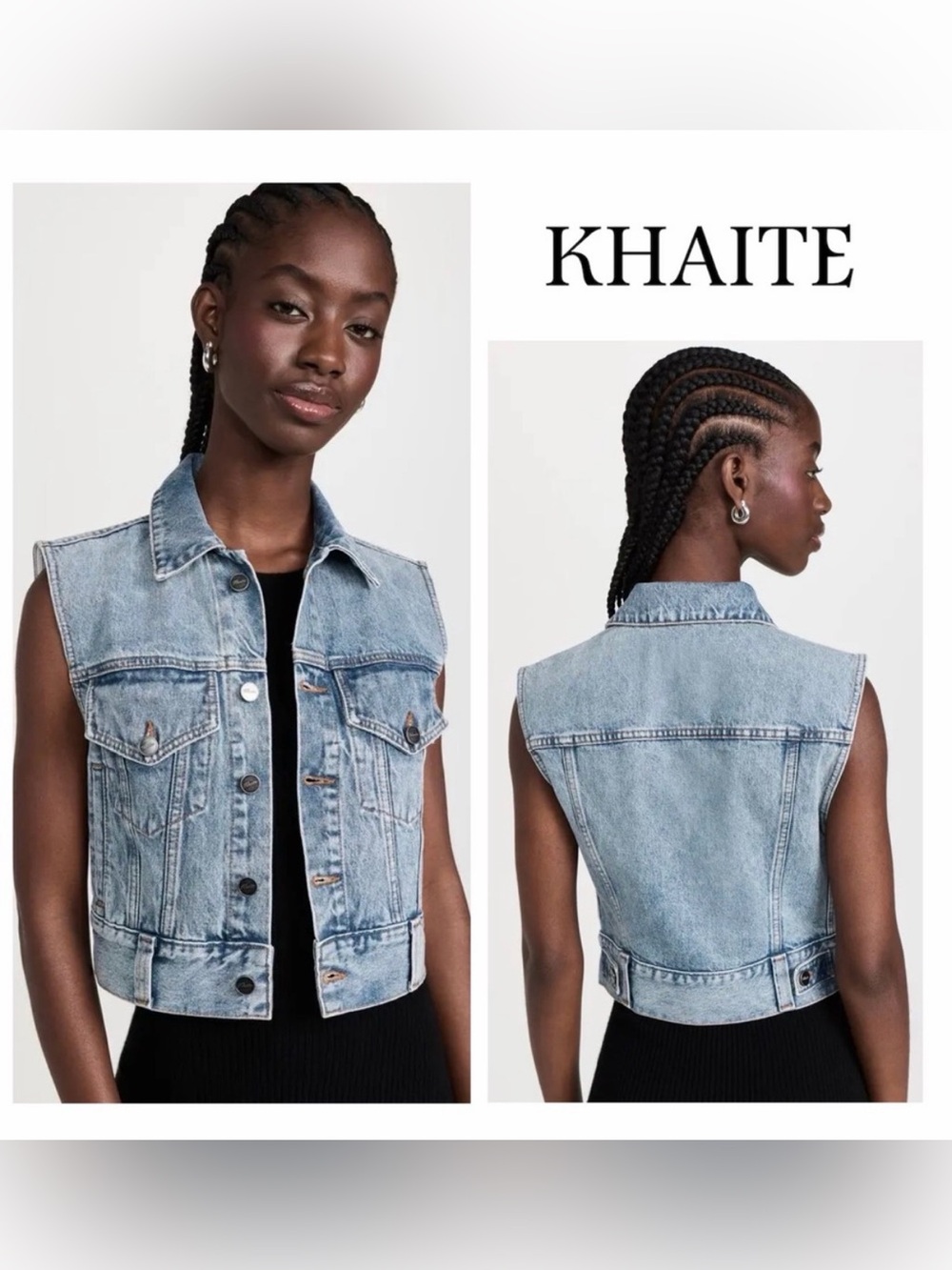 KHAITE Lizzo Blue Jean Vest in Bryce